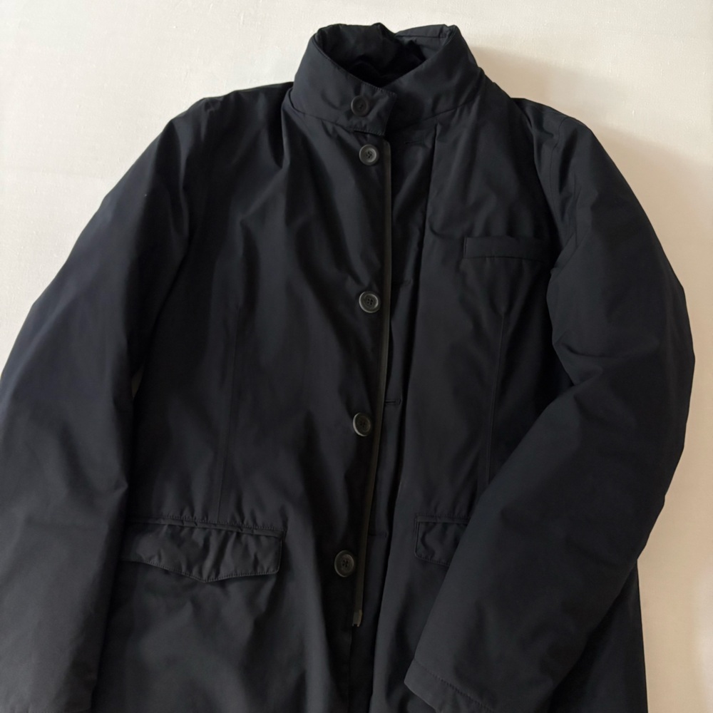 Herno Men's Dark Black Trench Coat with Stand Collar